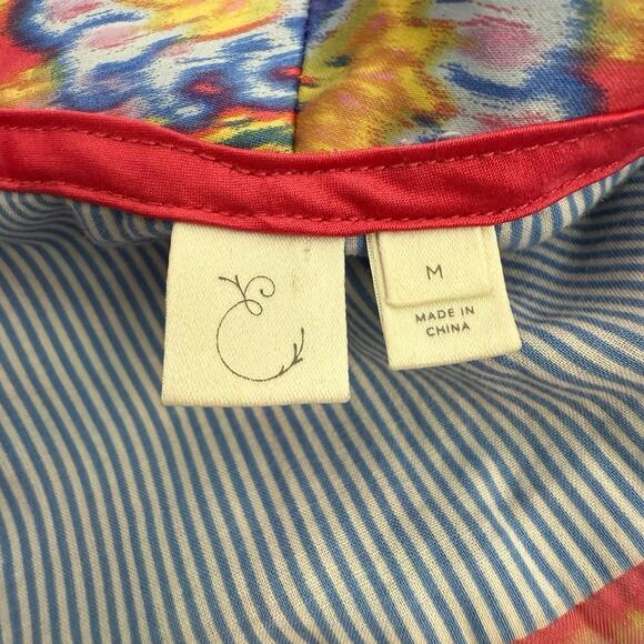 Anthropologie Eloise Lounge PJ Set Medium Satin Floral Flowy Boho Artsy - Picture 11 of 14